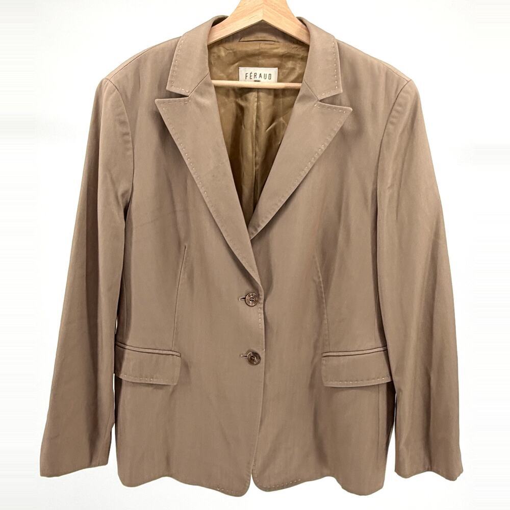 Vintage 90s Féraud Beige Tailored 100% Wool Blazer